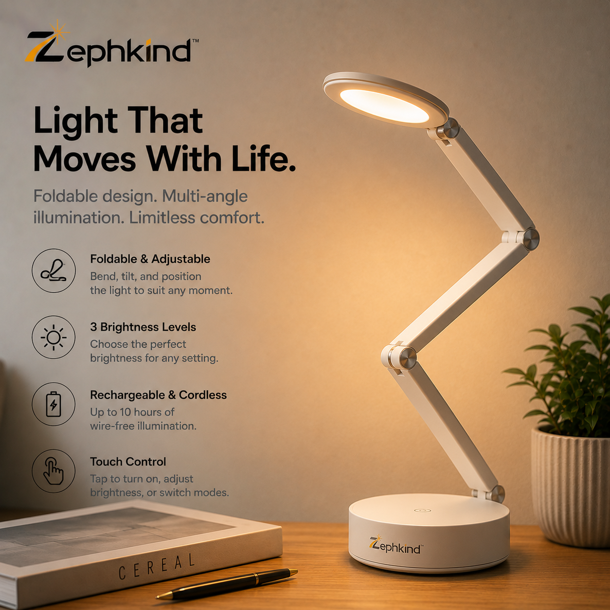 Zephkind™ FlexiGlow Desk Lamp